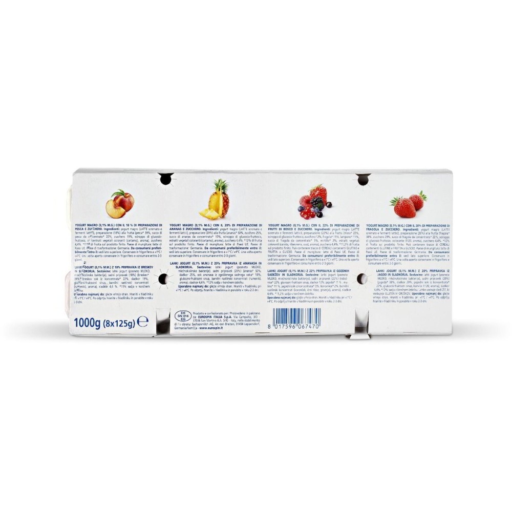 Yogurt Magro con Pezzi di Frutta 0,1% di Grassi 8 x 125 g Land - Offerta nel negozio Eurospin