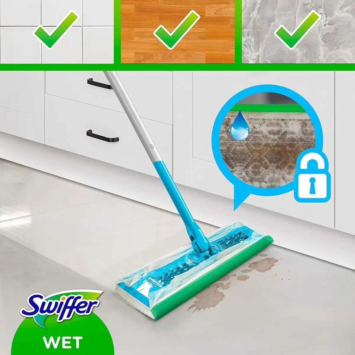 Swiffer Dry Kit/Wet Kit Scopa + 6 Panni 6 panni in offerta da Maury's