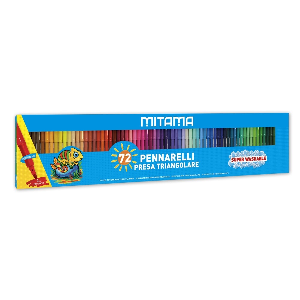 Valigetta pastelli/pennarelli triangolari Mitama 72 pezzi in offerta da MD