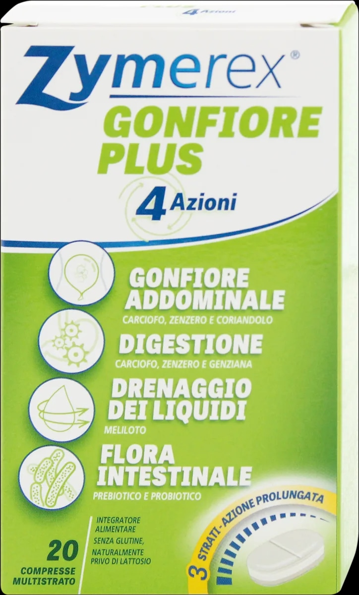 Zymerex integratore sgonfiante, drenante e digestivo 20 compresse - Offerta nel negozio Dm