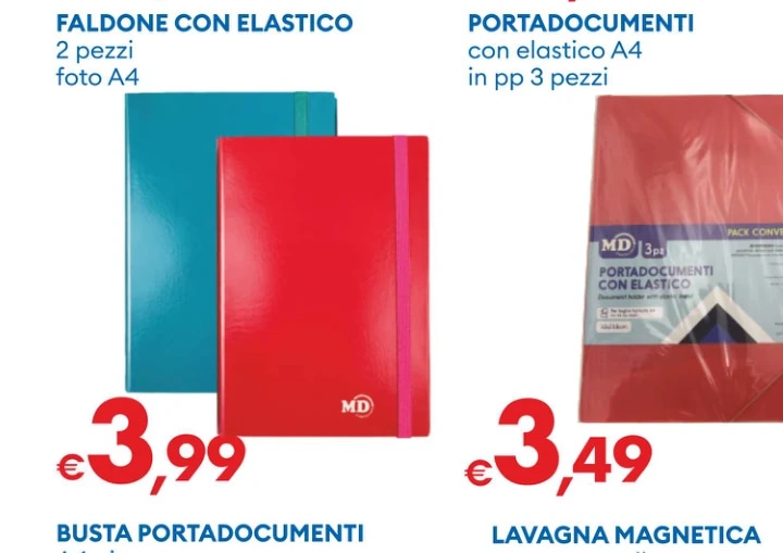 Portadocumenti con elastico 3 pezzi MD in offerta da MD