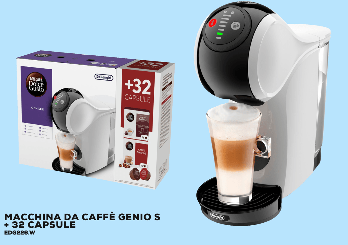 Macchina da caffè Genio S + 32 capsule 32 capsule DeLonghi - Offerta nel negozio Euronics