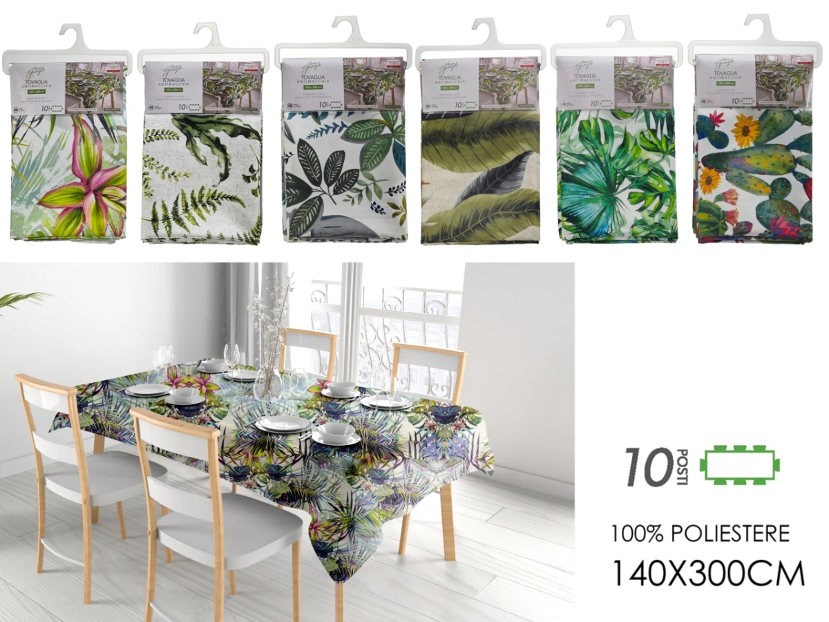 Tovaglia antimacchia Jungle 140x300 cm - Offerta nel negozio Happy Casa