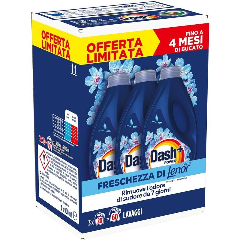 Detersivo Lavatrice Dash 3 pezzi x 20 lavaggi cad., 2,908 l in offerta da Carrefour