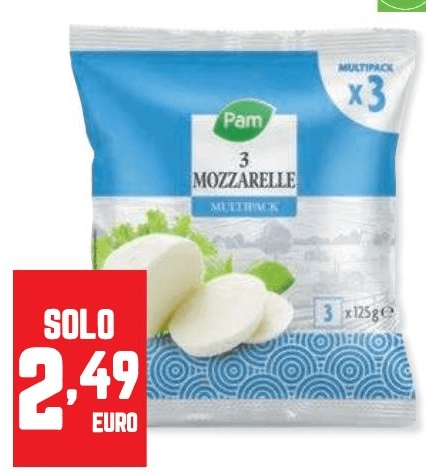 Mozzarella Multipack 3 x 125 g Pam in offerta da Panorama