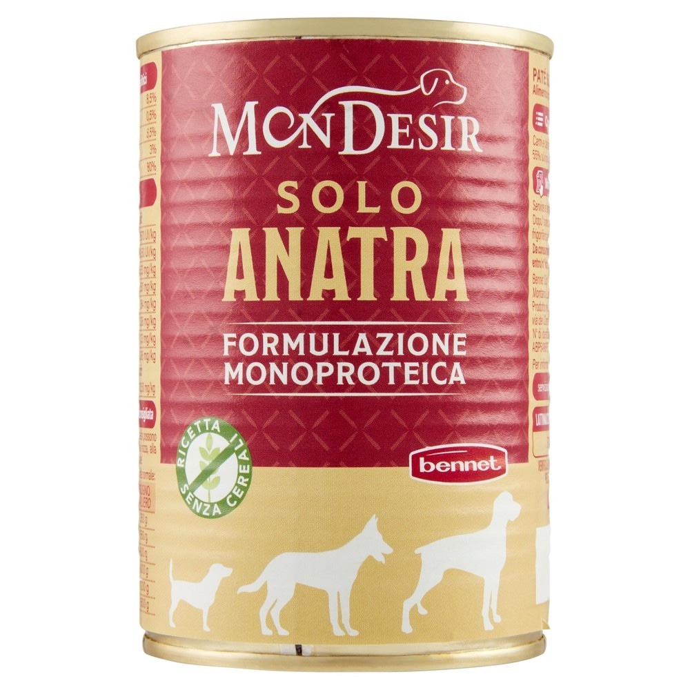 Alimento umido per cani Mon Desir Solo Anatra g 400 - Offerta nel negozio Bennet