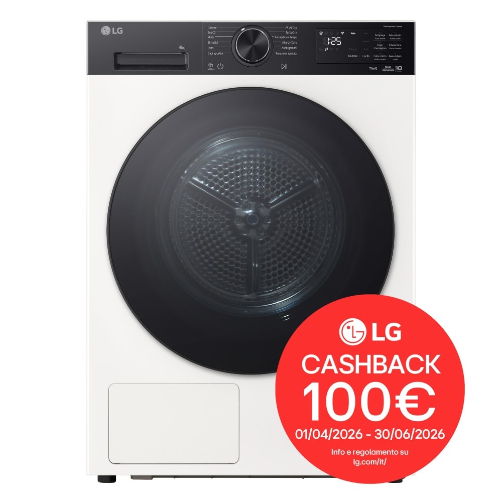 Asciugatrice 9Kg Pompa di calore DUAL Inverter Serie X5 9Kg LG - Offerta nel negozio Unieuro