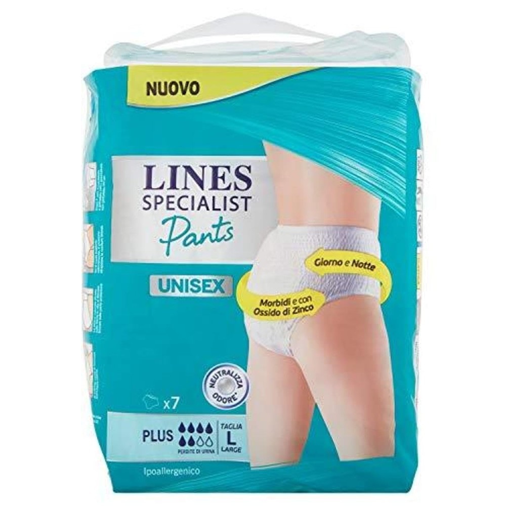 Lines Specialist Pants Unisex Plus assorbenti per incontinenza 7 pezzi + 7 pezzi gratis in offerta da Acqua & Sapone