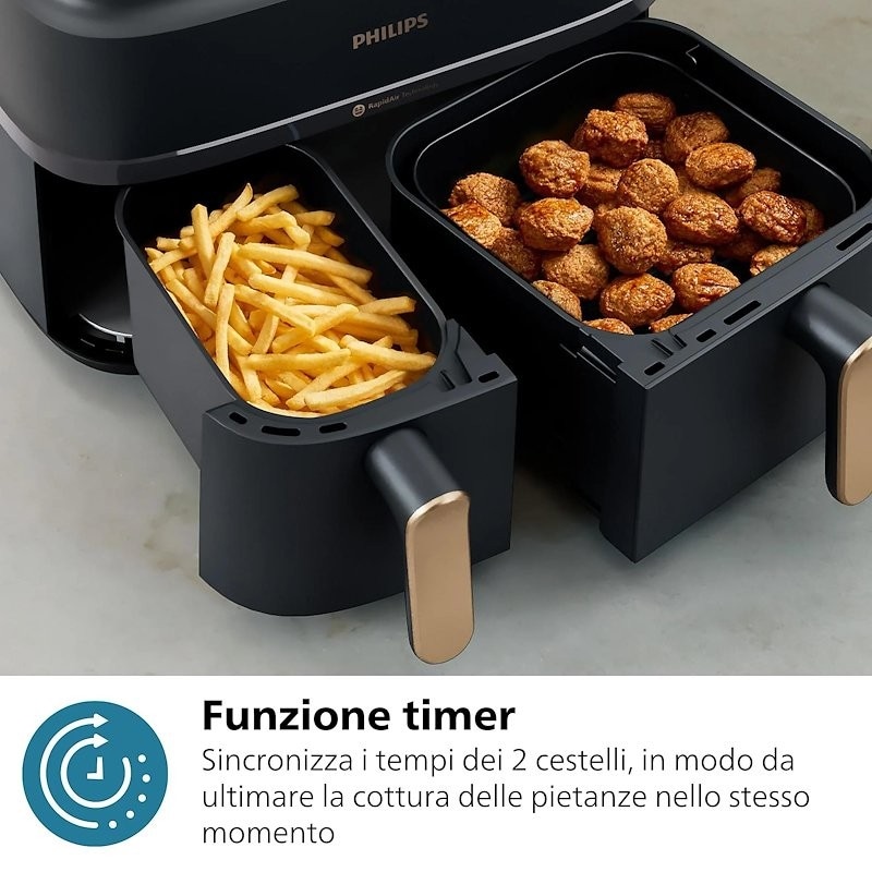 Friggitrice ad aria doppio cestello NA352 Philips - Offerta nel negozio Unieuro