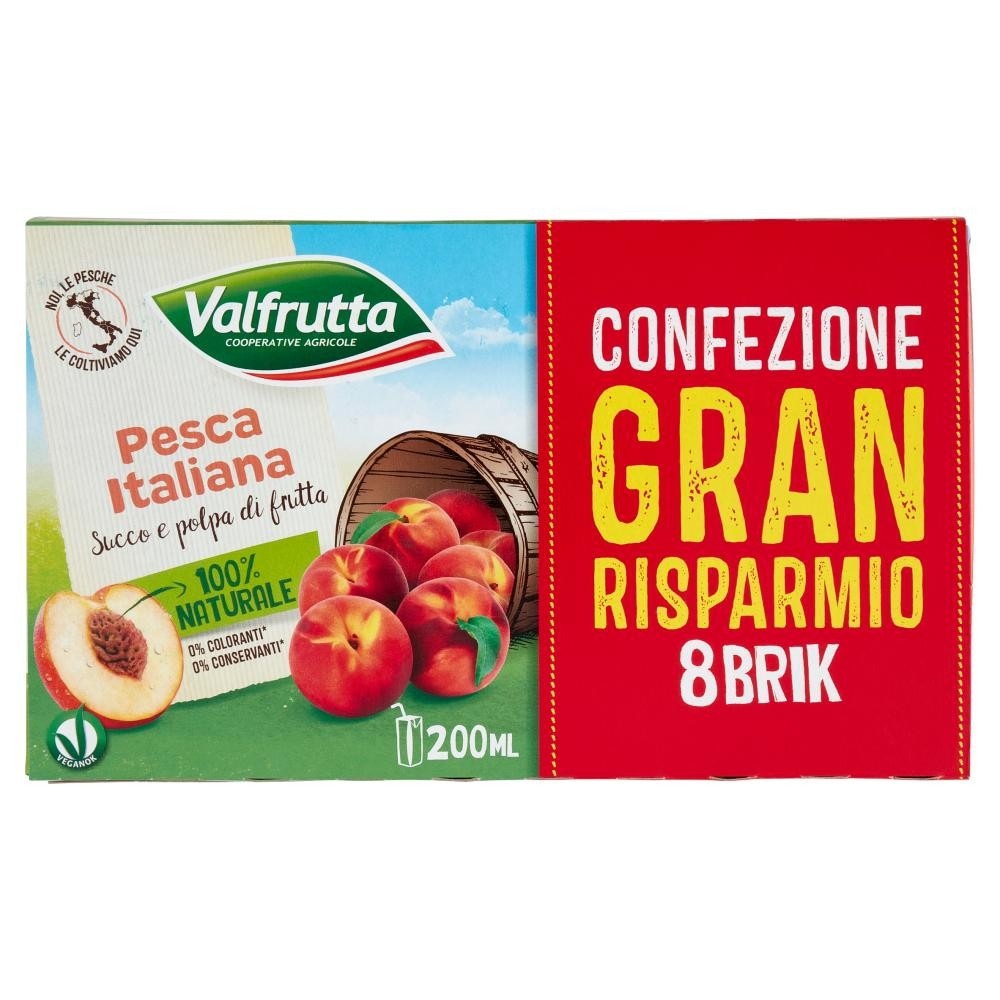 Valfrutta Nettare Pesca Italiana Conf. 8 pezzi 200 ml Cad. 1,6 l in offerta da Carrefour