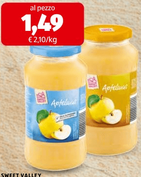 Purea di mela 710 g Sweet Valley in offerta da ALDI