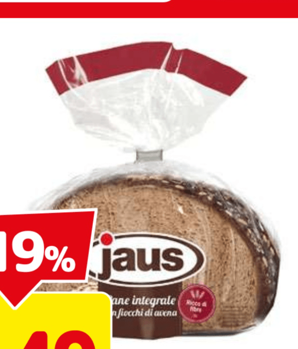 Jaus pane integrale con avena fette 500 g in offerta da Dpiù