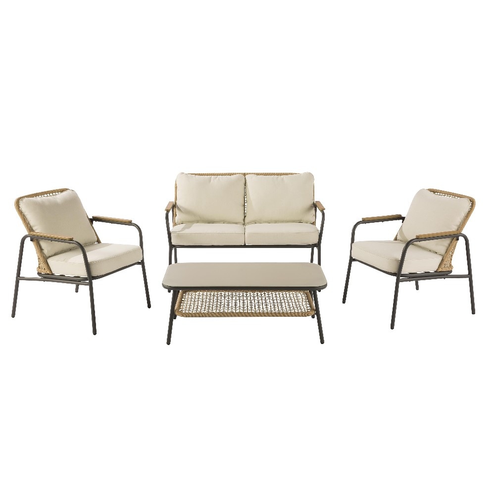 Salotto in acciaio e wicker Etos 4 posti Naterial in offerta da Leroy Merlin