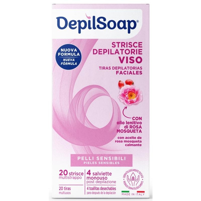 DepilSoap Strisce Depilatorie Viso 20 strisce + 4 salviette - Offerta nel negozio Acqua & Sapone