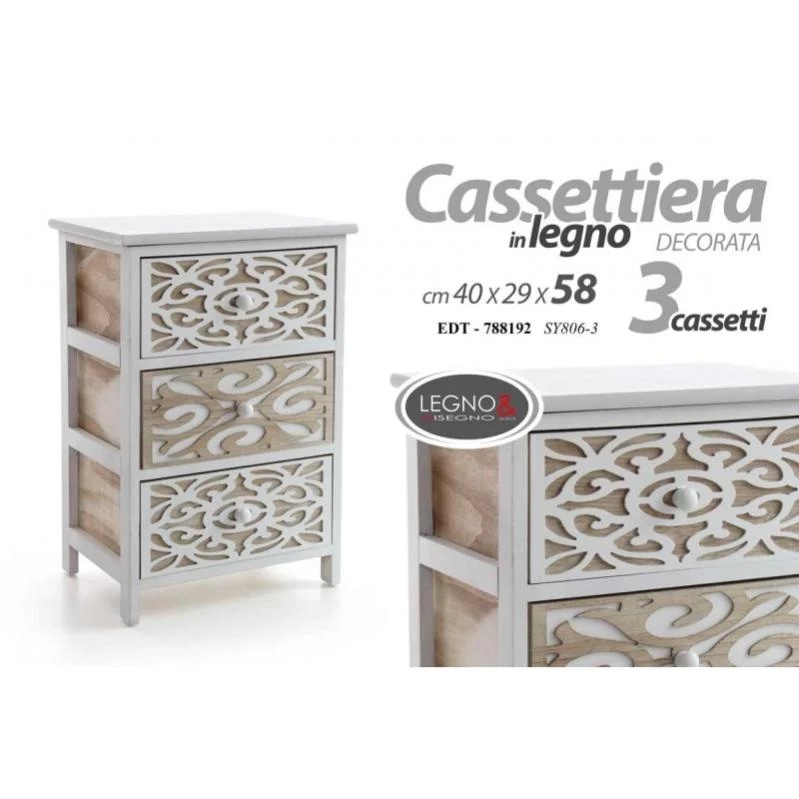 Comodino 3 cassetti 40x29x58 cm in offerta da Risparmio Casa