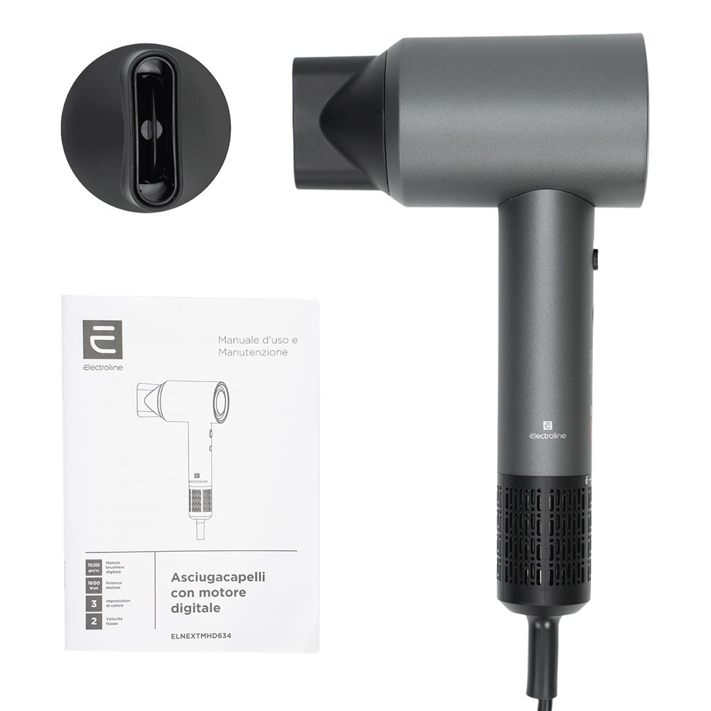 Asciugacapelli con motore digitale EXTMHD634 Electroline - Offerta nel negozio Unieuro