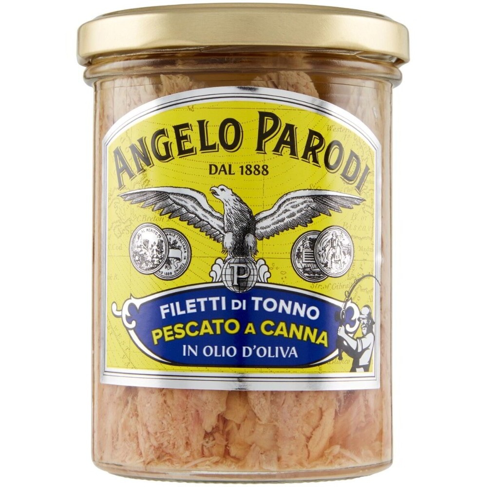 Filetti di tonno pescato a canna in olio d'oliva Angelo Parodi g 380 in offerta da Bennet