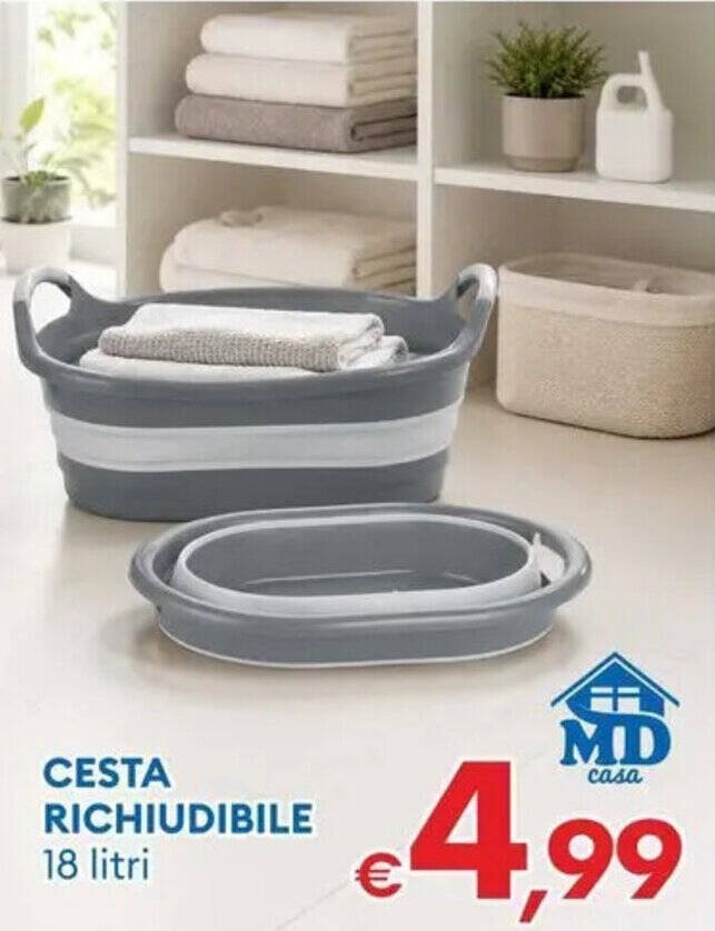 Cesta richiudibile 18 litri in offerta da MD