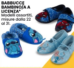 Babbucce bambino/a a licenza in offerta da Eurospin