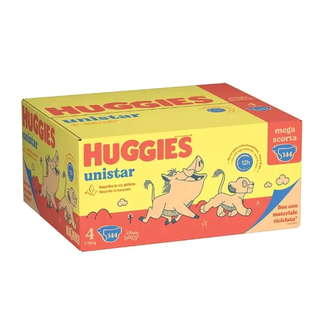 Huggies Unistar pannolini 144/105/126 pezzi in offerta da Risparmio Casa