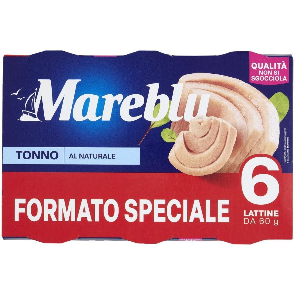 Tonno Vero Naturale Mareblu Conf. 6 pz g 60 Cad. 360 g in offerta da Carrefour
