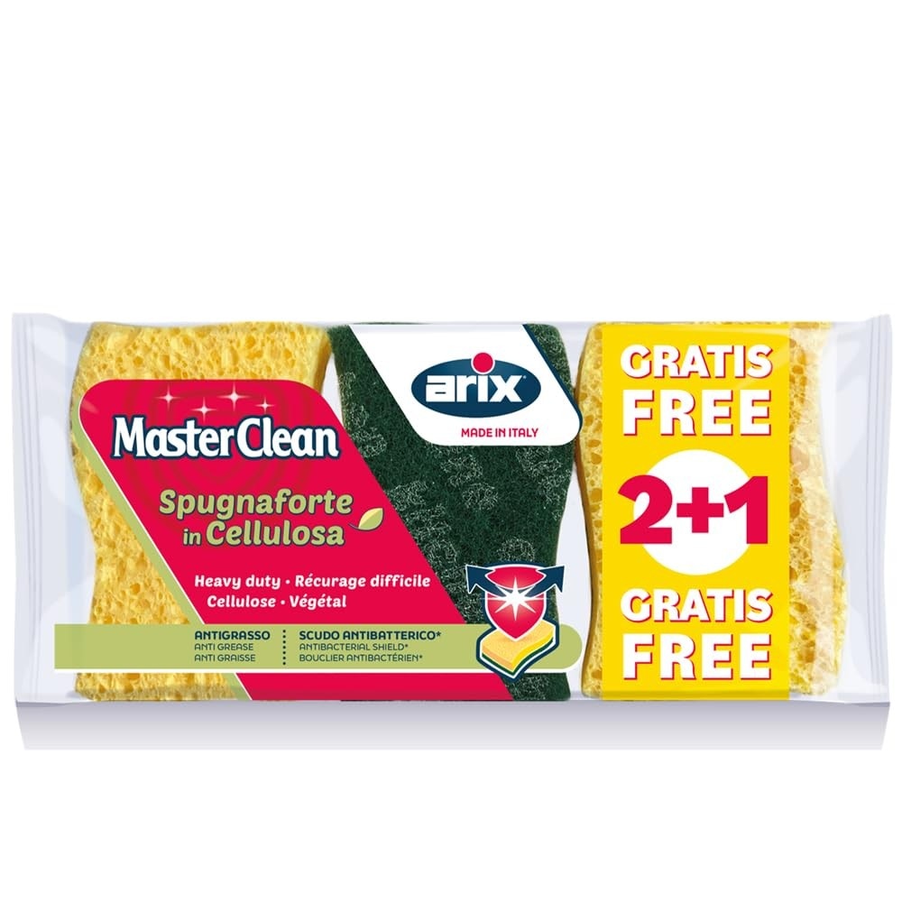 Spugna abrasiva in cellulosa Fibraforte Master Clean 3 pezzi ARIX in offerta da Bennet
