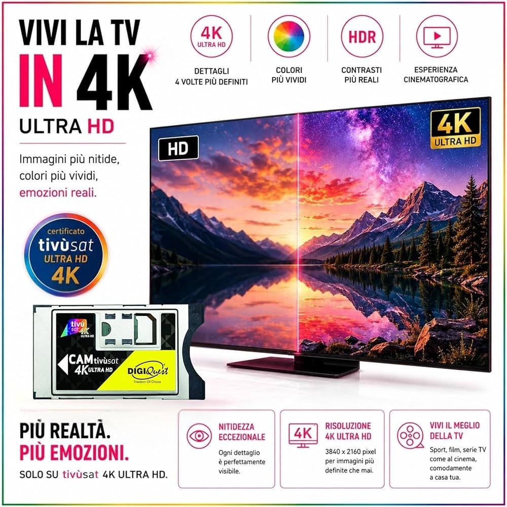 Digiquest CAM Tivusat 4K UHD in offerta da Trony
