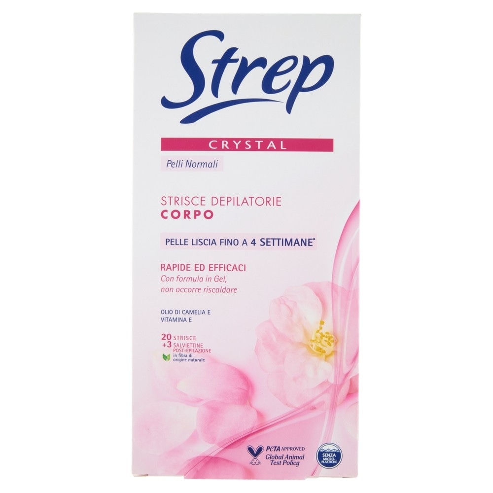 Strisce depilatorie corpo Crystal 20 strisce + 3 salviettine Strep - Offerta nel negozio Bennet