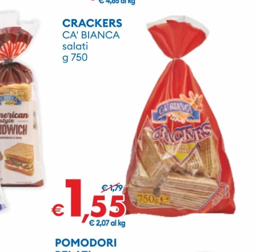 Crackers salati g 750 Ca' Bianca in offerta da MD