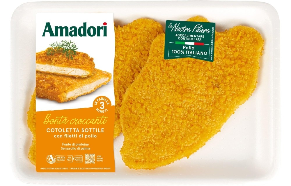 Cotoletta sottile con filetti di pollo 300 g Amadori in offerta da Dpiù