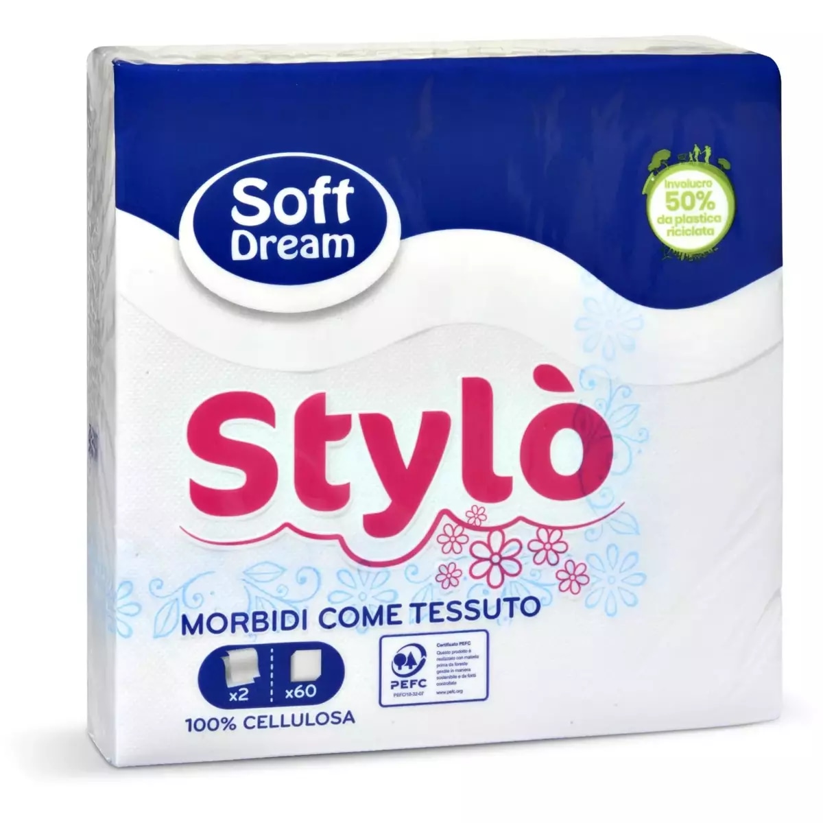 Soft Dream Stylò tovaglioli effetto tessuto 2 veli, 60 pz in offerta da Eurospin