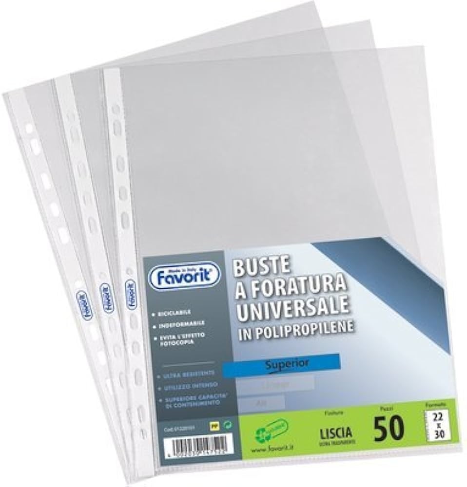 Favorit buste trasparenti a foratura universale 50 in offerta da Iper La grande i