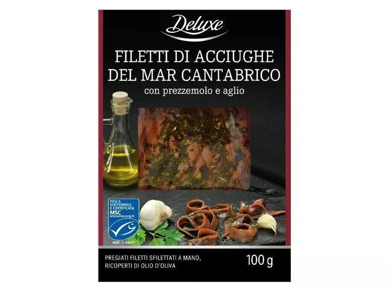 DELUXE Filetti di acciughe del Mar Cantabrico 55 g (sgocc.) conf. in offerta da Lidl