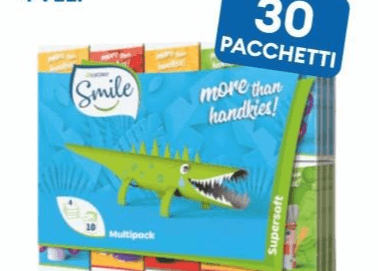 Fazzoletti Smile 4 veli 30 pacchetti in offerta da MD
