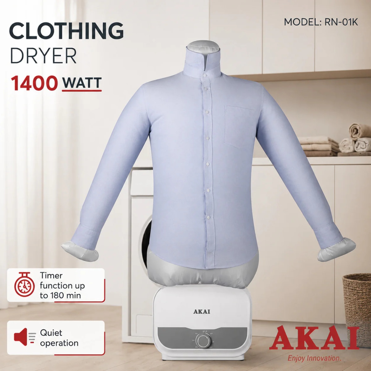 Stira camicie & indumenti RN-01KAIRON 1400 watt AKAI in offerta da Risparmio Casa
