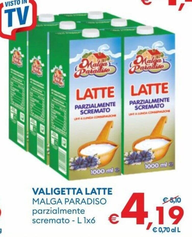 Valigetta latte Malga Paradiso 1 L x 6 in offerta da MD