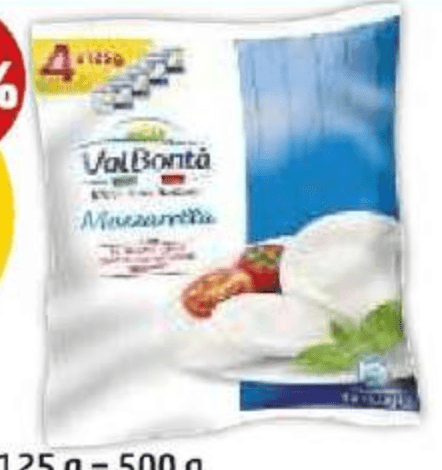 Mozzarella 4 x 125 g = 500 g in offerta da Penny