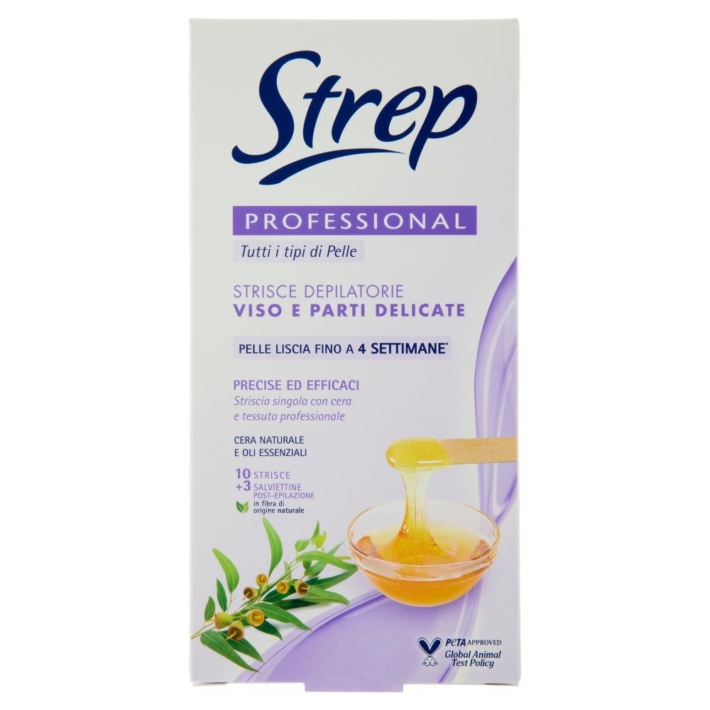 Strep strisce depilatorie viso e parti delicate 10 strisce + 3 salviettine in offerta da Bennet
