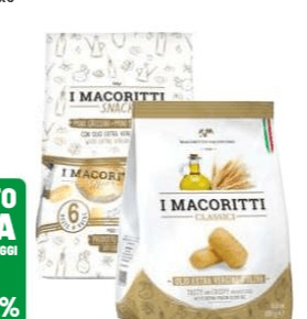 Grissini corti con olio extra vergine d'oliva 250 g o 30 g x6 I Macoritti in offerta da Iper La grande i