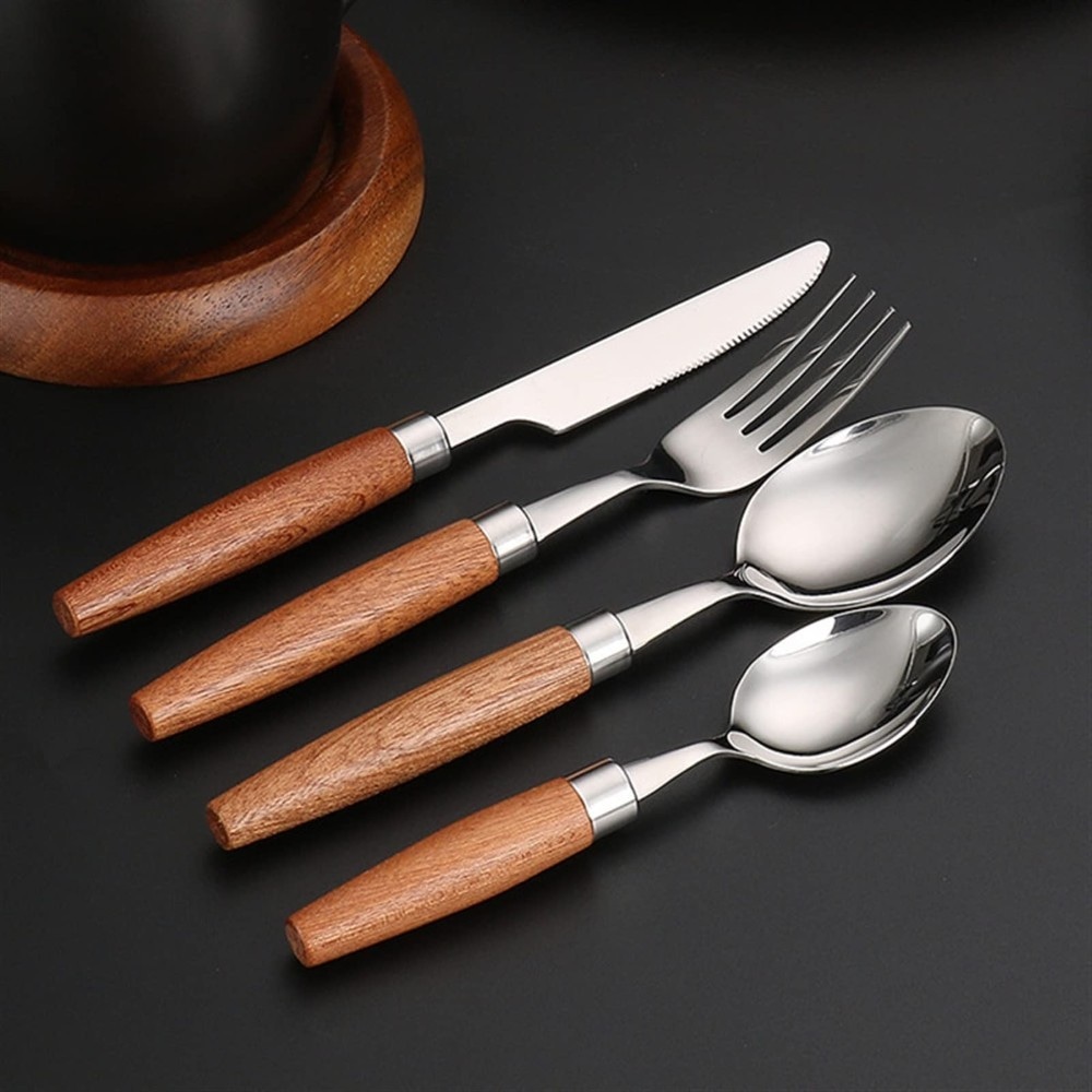 Set posate Teak 24 pz JOIAHOME in offerta da Unieuro