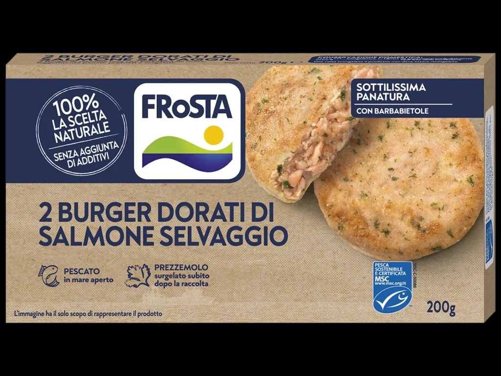 Burger dorato al salmone o merluzzo Frosta 200 g in offerta da Carrefour