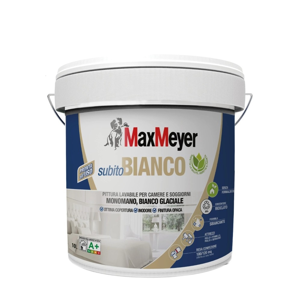 Pittura lavabile Subito Bianco 10+4 L MaxMeyer in offerta da Leroy Merlin