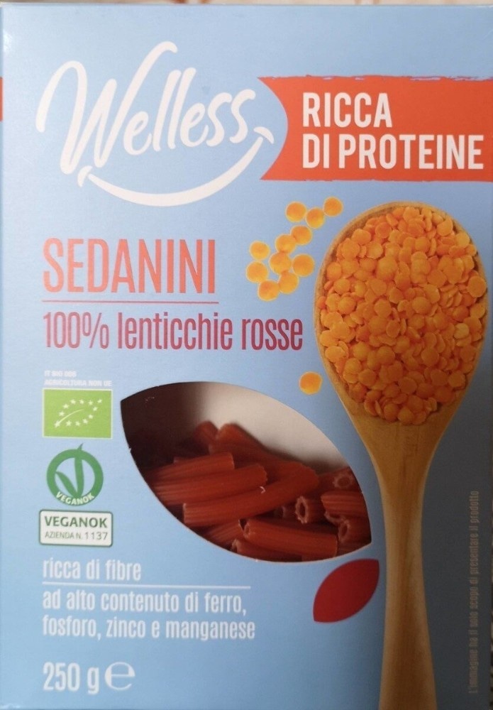Sedanini alle lenticchie rosse, fusilli ai piselli verdi, penne ai ceci Wellness 250 g in offerta da Penny