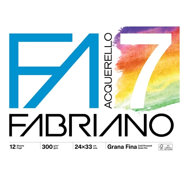 Blocco FA7 acquerello Fabriano con tavolozza acquerelli 12 fogli, 300 g, 24x33 cm in offerta da Coop