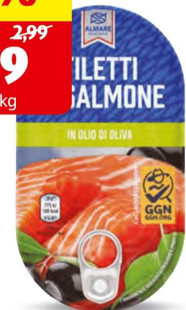 Almare Seafood Filetti di Salmone in olio di oliva 150 g in offerta da ALDI