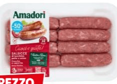 Amadori salsicce di tacchino pollo e suino 320 g in offerta da Dpiù