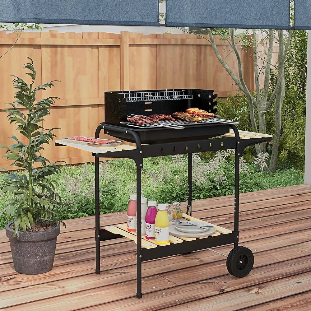 BBQ con ruote e ripiani in legno BBQ Party - Offerta nel negozio Risparmio Casa