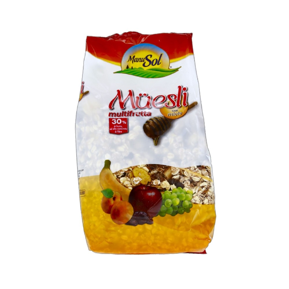Müsli Manusol multifrutta 750 g in offerta da MD
