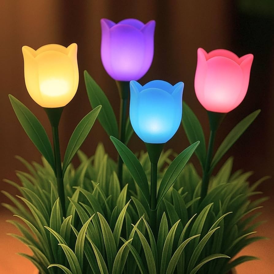 Set di 4 Lampade Solari a Forma di Tulipano 4 in offerta da Dpiù