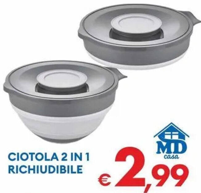Ciotola 2 in 1 richiudibile in offerta da MD